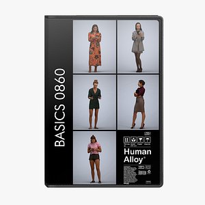 3D model Basics0860 - A set containing 5 models of female adults standing in casual attire