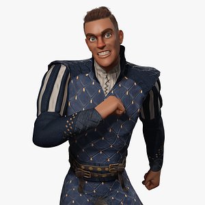 Cartoon Adventurer in Quilted Armor 3D model