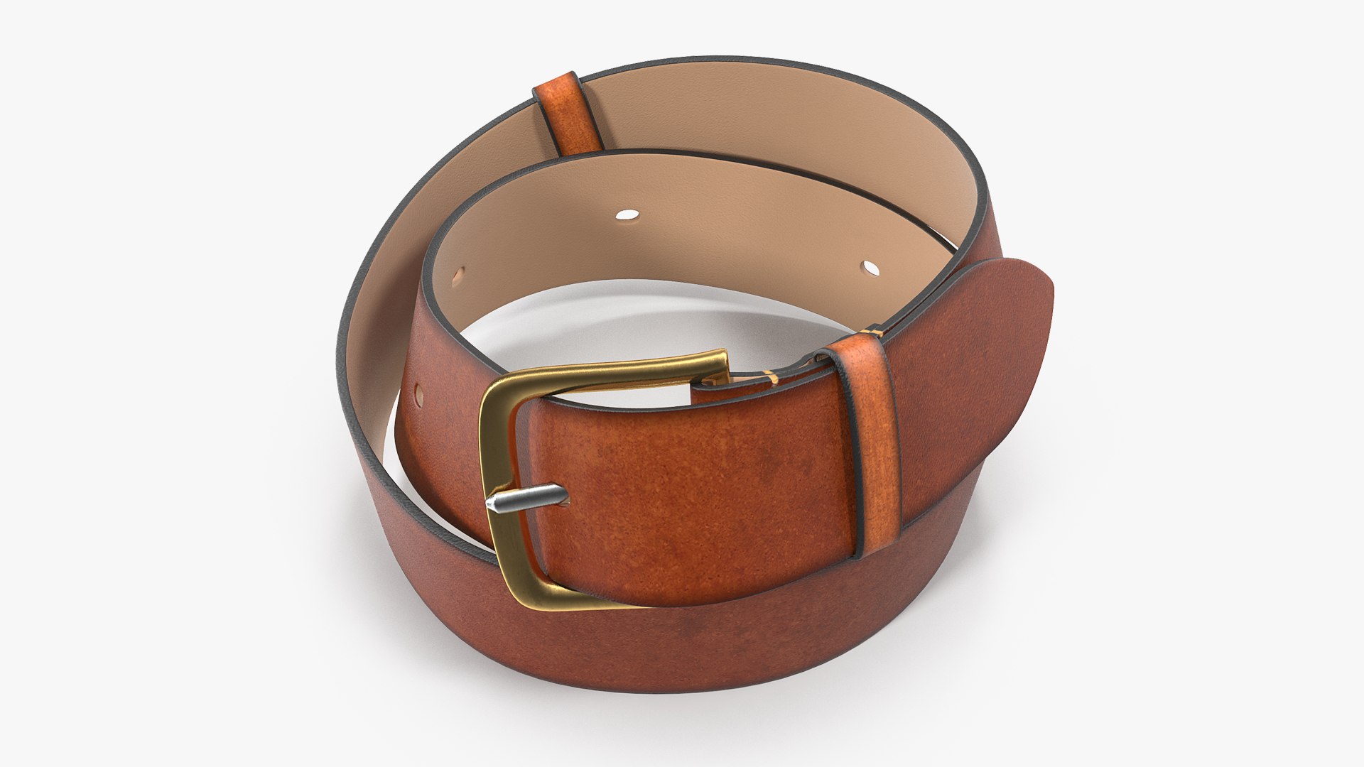 Brown Leather Belt 3D model preview