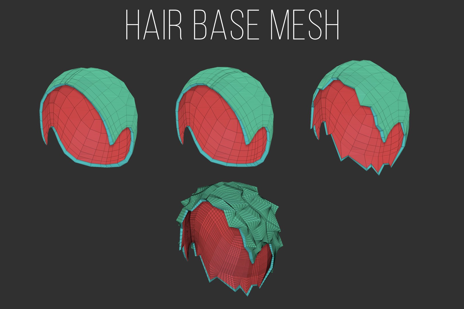 45 Female Cartoon Character Hair Strand And Parts Zbrush IMM 3D Model