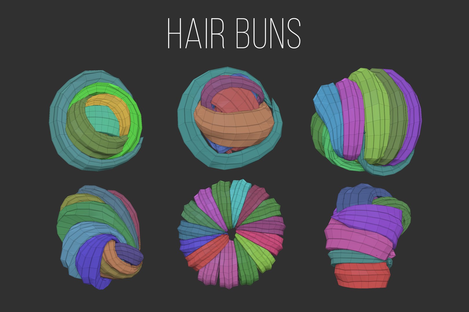 45 Female Cartoon Character Hair Strand And Parts Zbrush IMM 3D Model