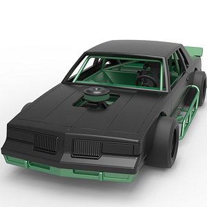 3D Diecast vintage Asphalt Modified stock car Scale 1 to 25