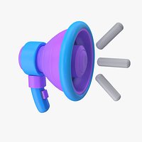 3D Purple  Blue Megaphone Icon