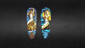 Mermaid Surfboard Low Poly UW Unwrapped