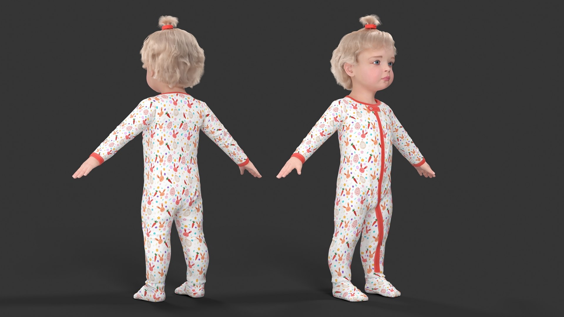 Little Girl In Full Bodysuit Fur Rigged 3D Model - TurboSquid 2292886