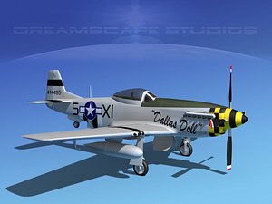3d model p-51d cockpit propeller