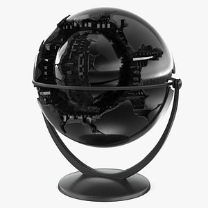 Dark Ruins Globe in Minimalist Frame