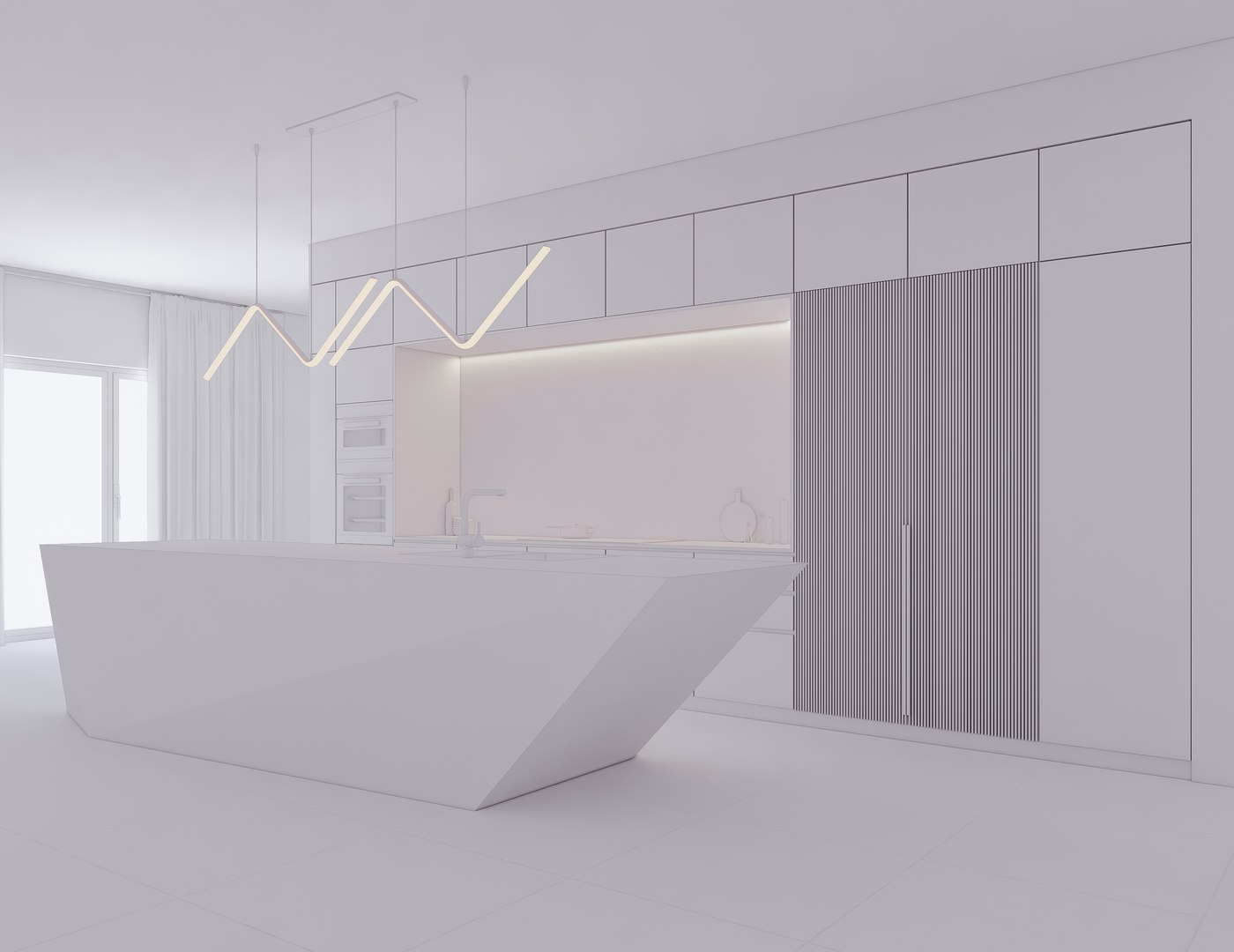 3D Modern Kitchen Created In Revit 14 - TurboSquid 1982843