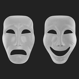 3D Model: Theatre Masks Set White Marble #90658543