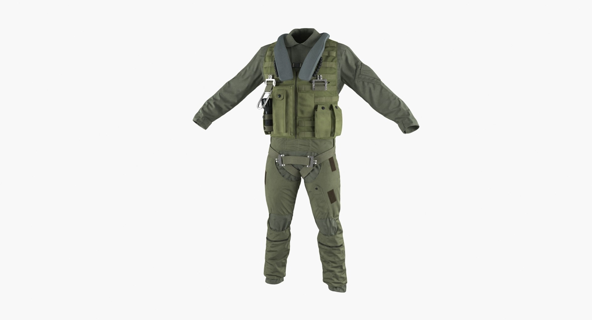 US Military Jet Fighter Pilot Uniform 3 3D model preview