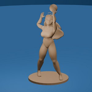 3D Toon girl volleyball figure in a bathing suit