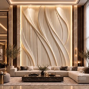 Modern Abstract Linear Waves Relief Wall Panel STL CNC 113