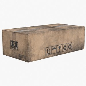 Cardboard Box 6 Worn Closed 3D model