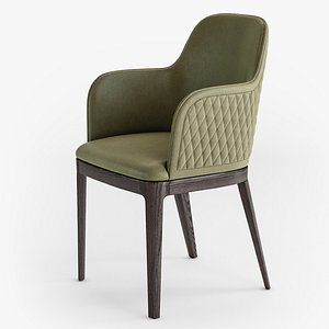 Margot quilted wood armchair 3D model