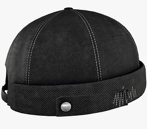 Full Black Jeans Brimless Cap