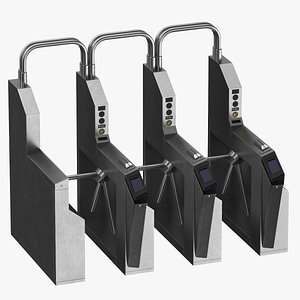 3D model Subway turnstile 01 3 Accessess Clean and Dirty