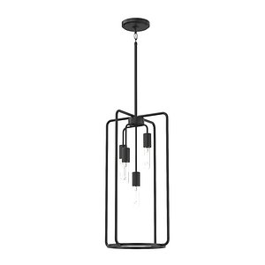 Bonn Collection Four-Light Matte Black Pendant Light