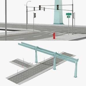 Monorail Line Over the Highway 3D