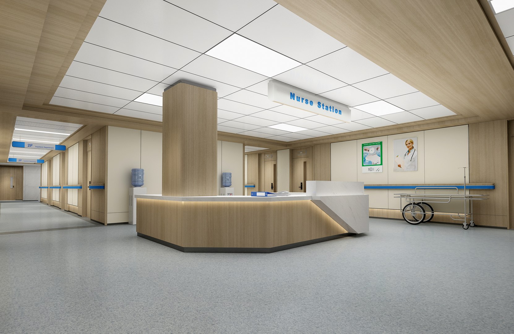 3D Hospital Hallway 02 Model - TurboSquid 2095223