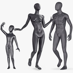 Black Mannequins Rigged for Cinema 4D Collection