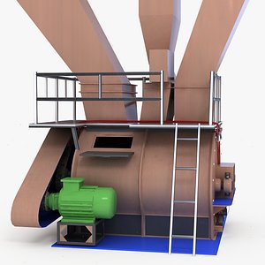 High efficiency stainless steel double shaft feed mixer 3D model