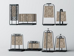 Modern Fabric Table Lamp Collection 3D Model 3D