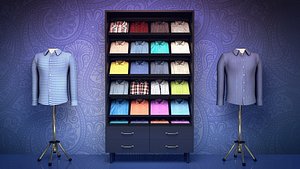 3d model shelves shirts mannequins