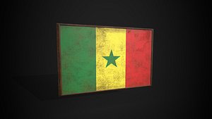 Old Picture Frame With Senegal  Flag - Game Ready PBR Low-poly 3D Model