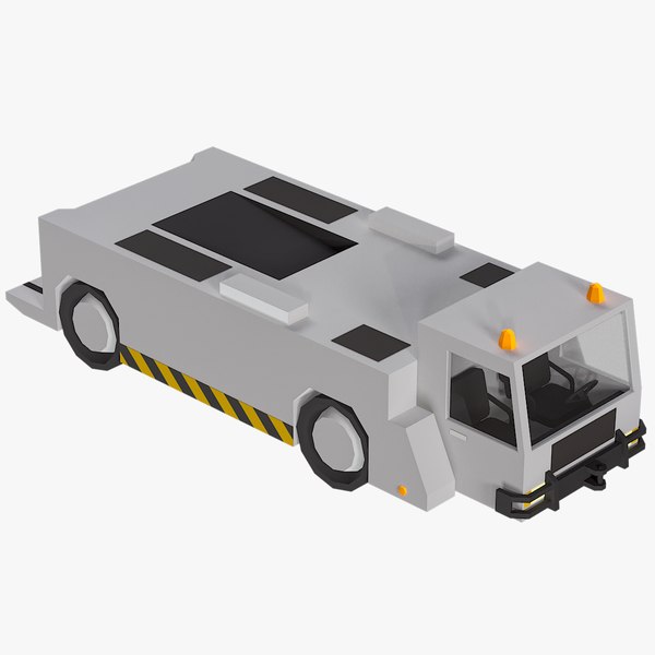 Cartoon Pushback Tractor 08 Lowpoly Airport Vehicle PBR 3D