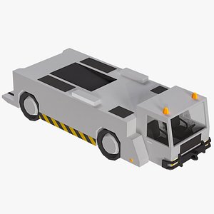 Cartoon Pushback Tractor 08 Lowpoly Airport Vehicle PBR