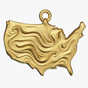 USA Pendant - Abstract Wave Relief 3D model