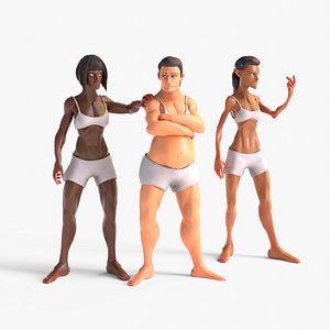 Stylized Human Female Collection Rigged model