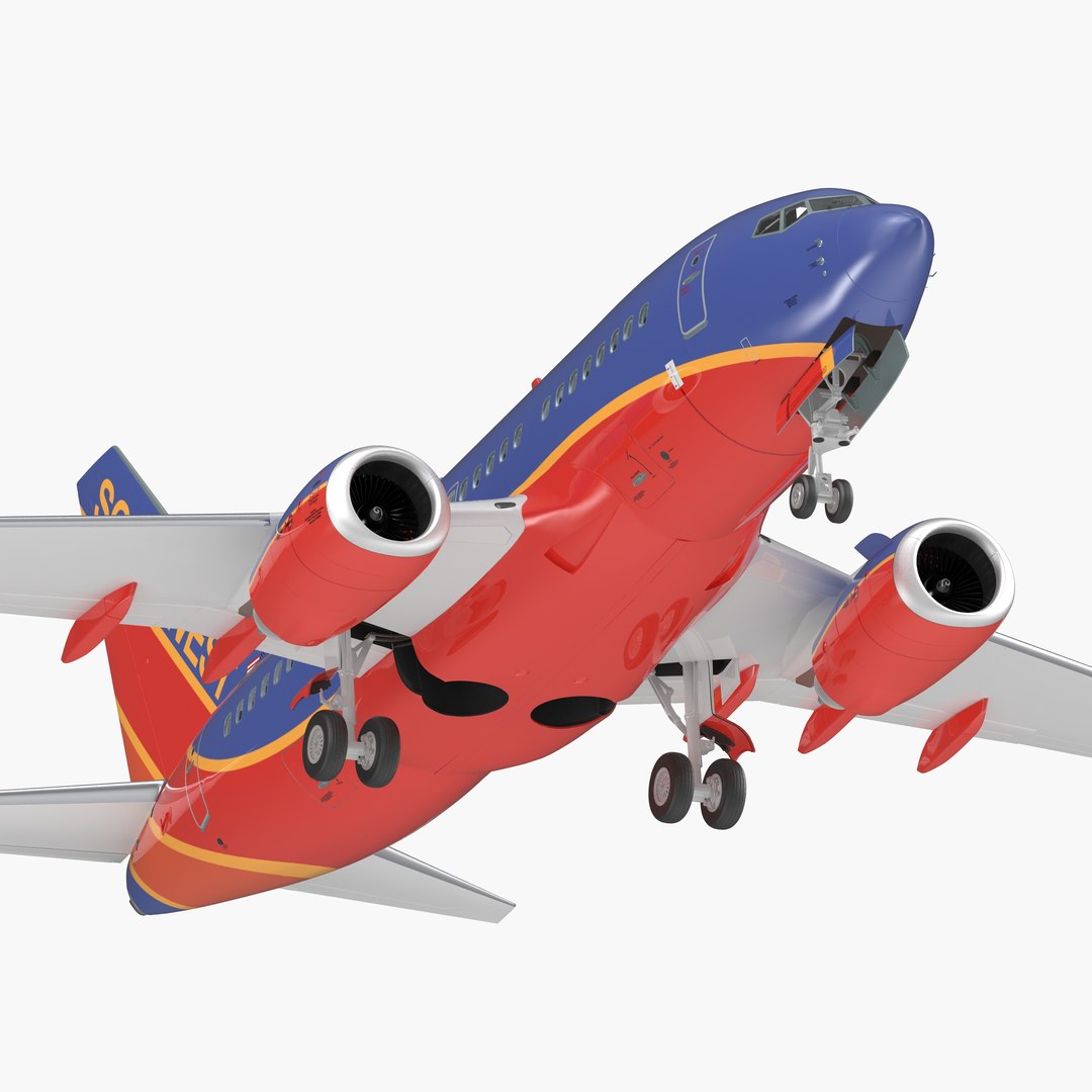 Boeing 737-600 with Interior Southwest Airlines Rigged 3D Model 3D model preview