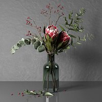 Bouquet  of flowers with protea and eucalypt