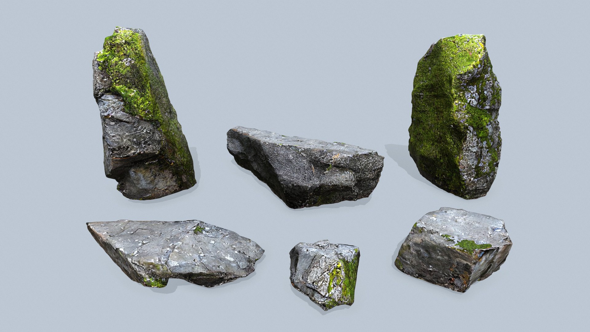 3D Mossy Rocks - TurboSquid 2193151