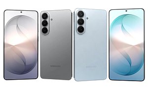 3D Samsung Galaxy S26 Plus Silver And S26 Sky Blue model