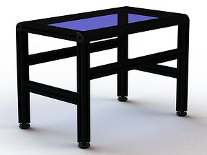 3D Aluminium Table with Glass Top model