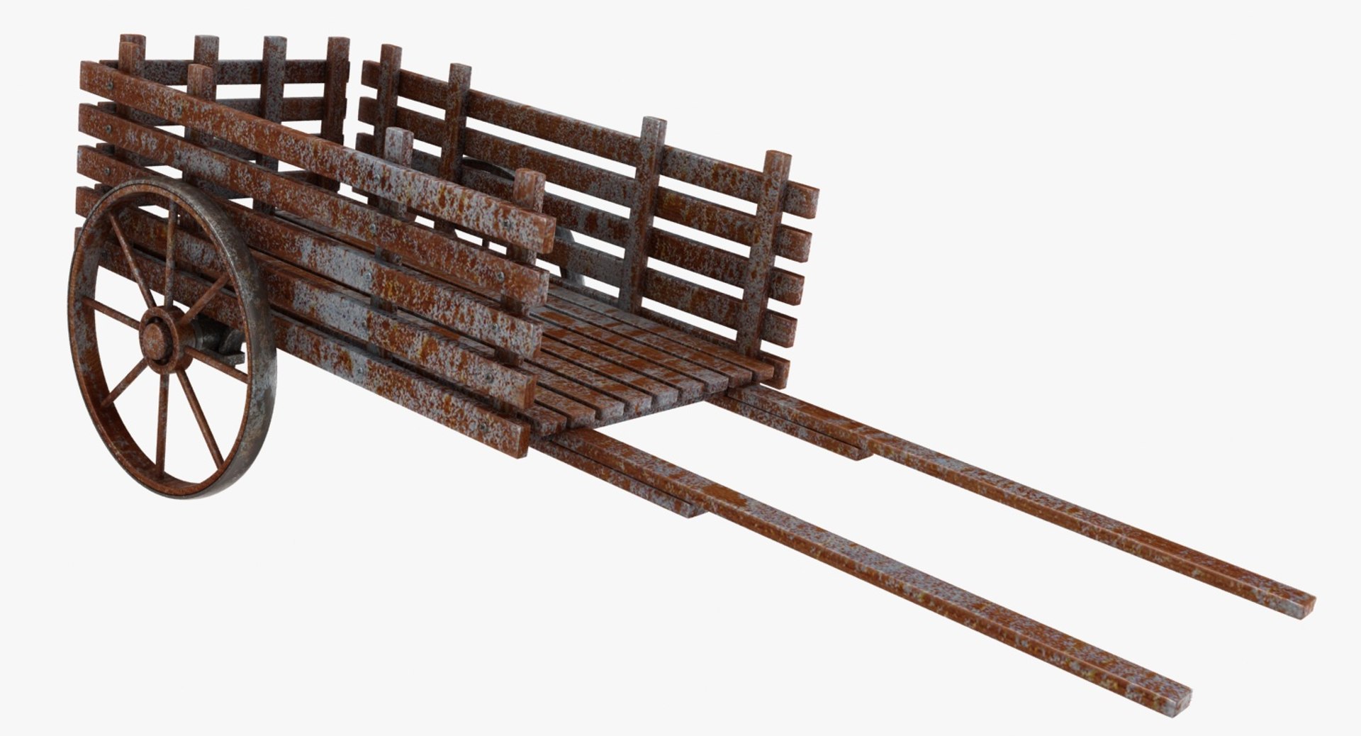 3D model wooden pull cart old TurboSquid 1425776