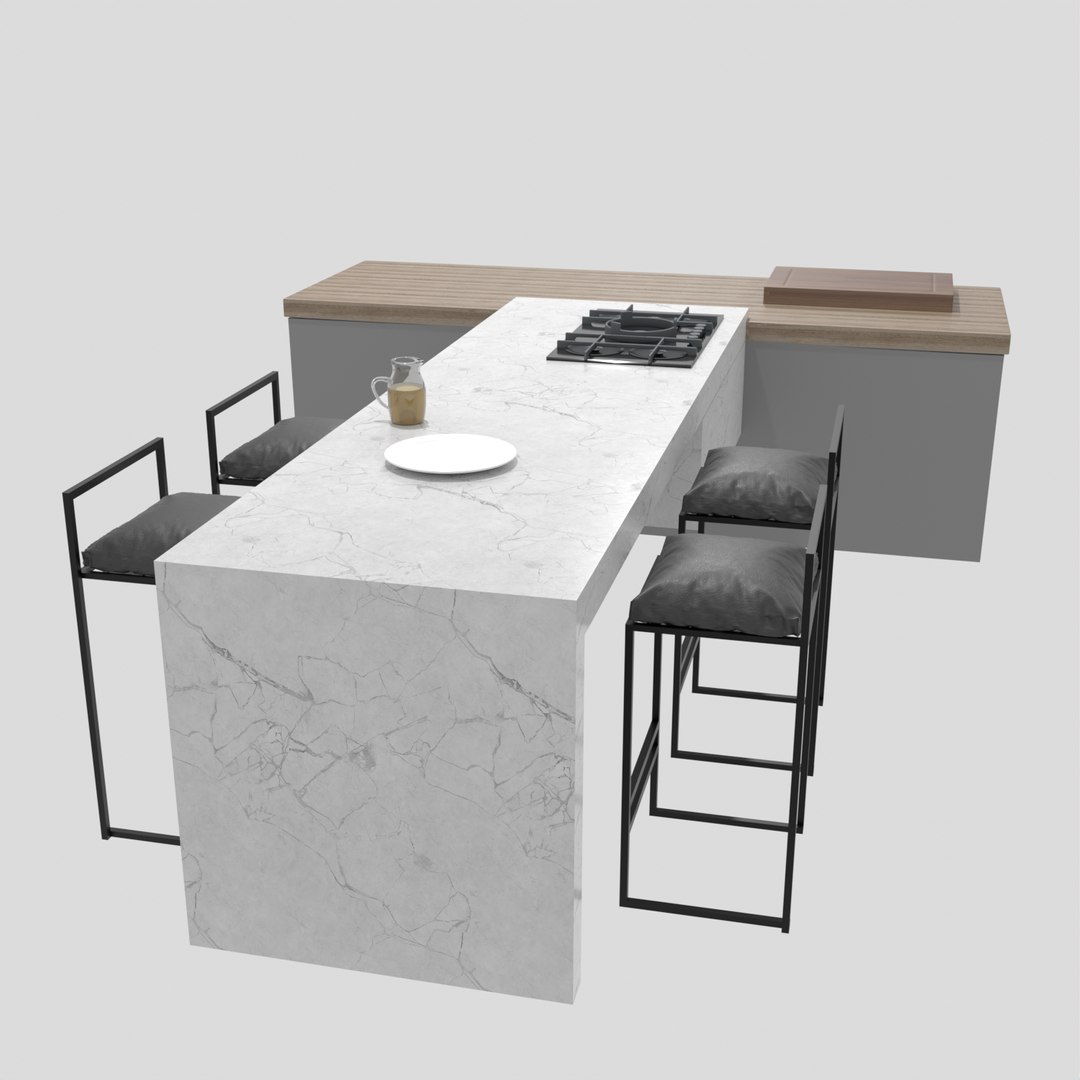 Marble Kitchen Island 3D Model TurboSquid 1955562