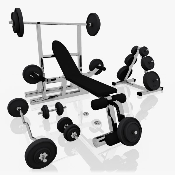 3d realistic exercise machine bench press