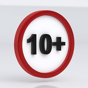 3D Age Restriction Symbol Red White 10