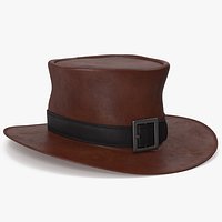 Leather Top Hat Brown with Buckle
