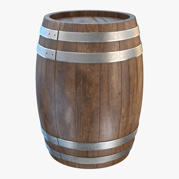 3D wooden barrel wood model