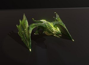 Realistic Green Wyvern Animated Low-poly