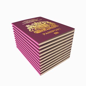 Passport Stack - UK Red - Simple drag and drop texture  - 3D Assets model