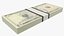 pile dollars bills banknotes 3D