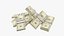 pile dollars bills banknotes 3D