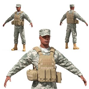 Military Soldier in Tactical Vest Coyote Brown 3D