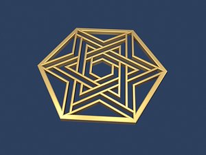 3D star david hexagon