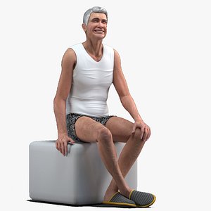 3D model old man underwear rigged